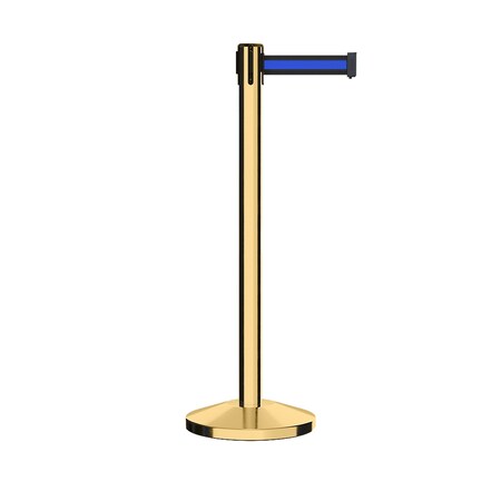 Montour Line Stanchion Belt Barrier Pol.Brass Post 7.5ftBk/Bl Belt ES400-PB-BBH-CCW-75